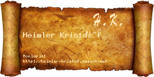 Heimler Kristóf névjegykártya